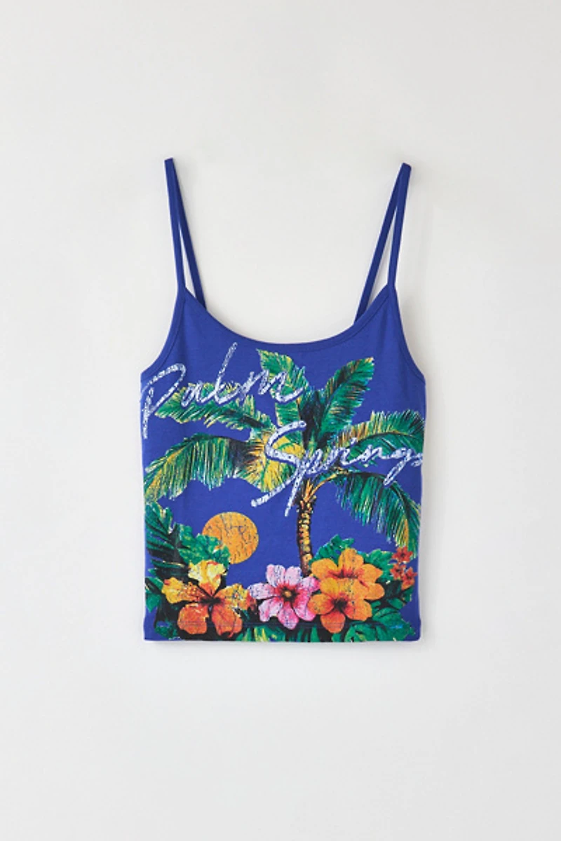 Palm Springs Rhinestone Graphic Cropped Cami