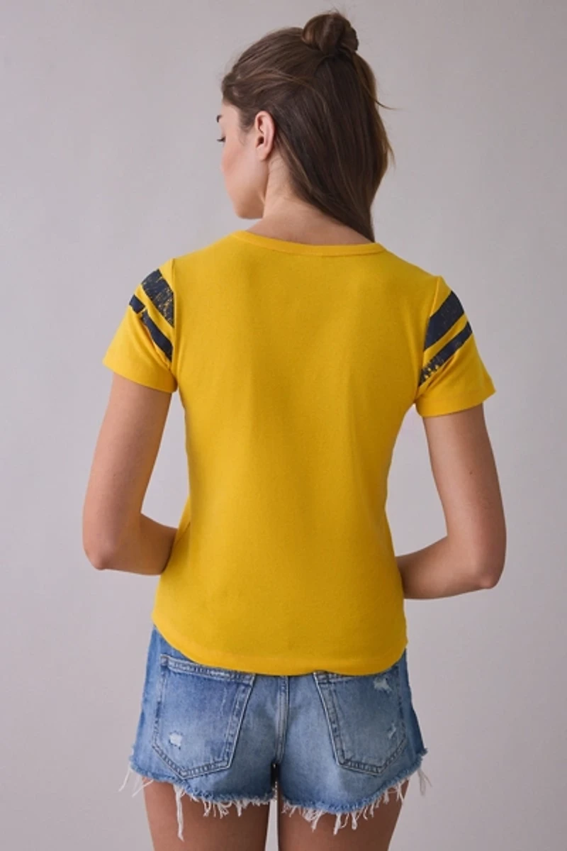 Surfer Graphic Striped Short Sleeve Cotton Slim Tee