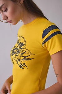 Surfer Graphic Striped Short Sleeve Cotton Slim Tee
