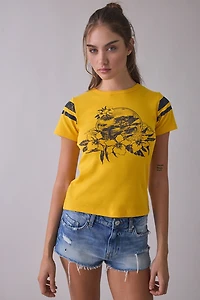 Surfer Graphic Striped Short Sleeve Cotton Slim Tee