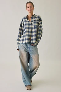 BDG Riley Oversized Flannel Button-Down Shirt