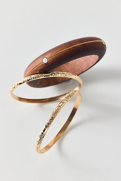 Antiquity Metal & Wood Bangle Bracelets Set