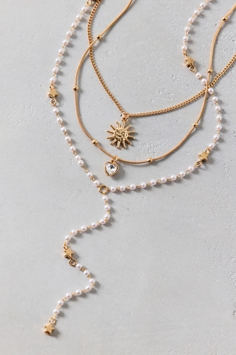 Long Lariat Layering Necklaces Set