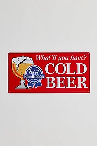 Pabst Blue Ribbon Cold Beer Metal Wall Sign