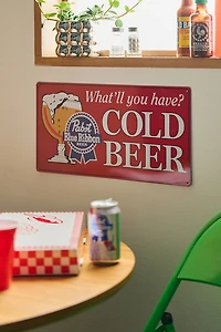 Pabst Blue Ribbon Cold Beer Metal Wall Sign