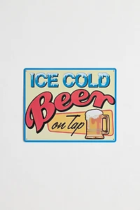 Ice Cold Beer On Tap Metal Wall Sign