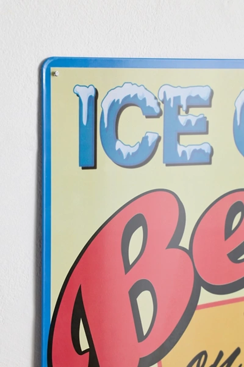 Ice Cold Beer On Tap Metal Wall Sign