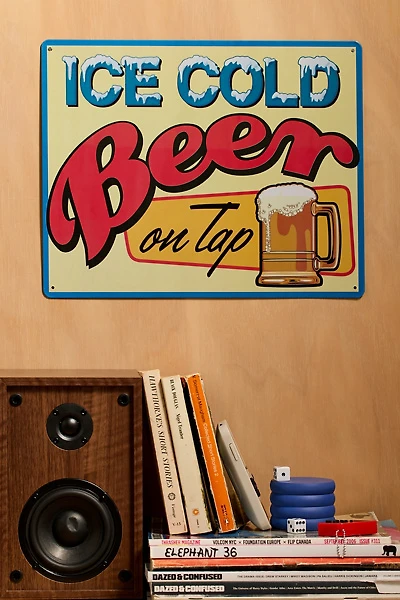 Ice Cold Beer On Tap Metal Wall Sign
