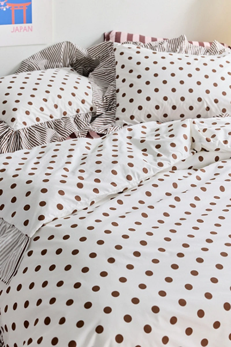 Elaine Ruffle Printed Cotton Percale Duvet Cover