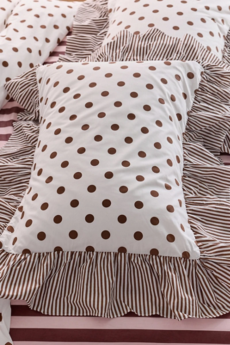 Elaine Ruffle Printed Cotton Percale Sham Set