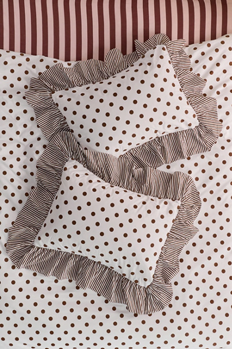 Elaine Ruffle Printed Cotton Percale Sham Set