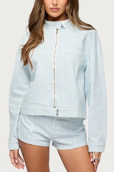 Edikted Myah Pinstripe Moto Jacket