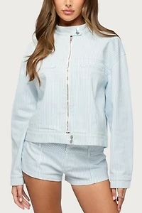 Edikted Myah Pinstripe Moto Jacket