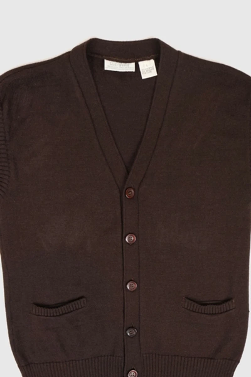 Vintage Brown Cardigan Sweater Vest
