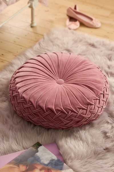 Round Pintuck Velvet Floor Pillow