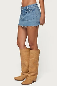 Edikted Gloriana Braided Denim Mini Skort