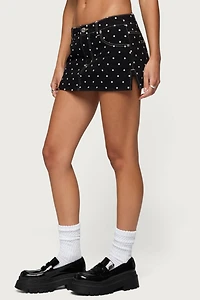 Edikted Freada Polka Dot Denim Mini Skort