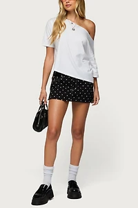 Edikted Freada Polka Dot Denim Mini Skort