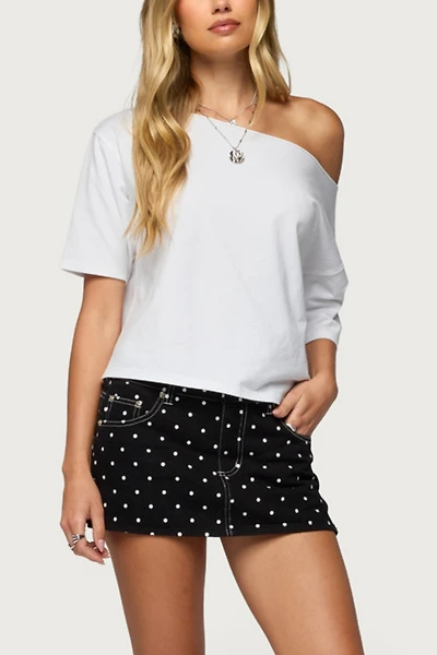 Edikted Freada Polka Dot Denim Mini Skort