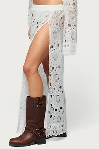 Edikted Milana Slit Sheer Lace Maxi Skirt