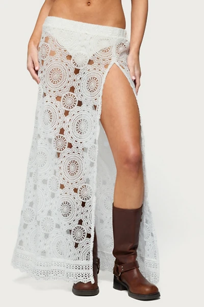 Edikted Milana Slit Sheer Lace Maxi Skirt