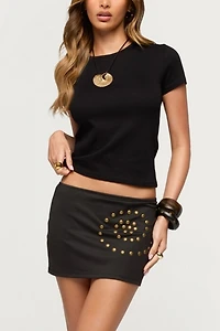 Edikted Swirl Studded Mini Skirt