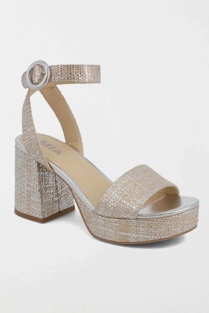 MIA Renee Metallic Raffia Platform Sandal