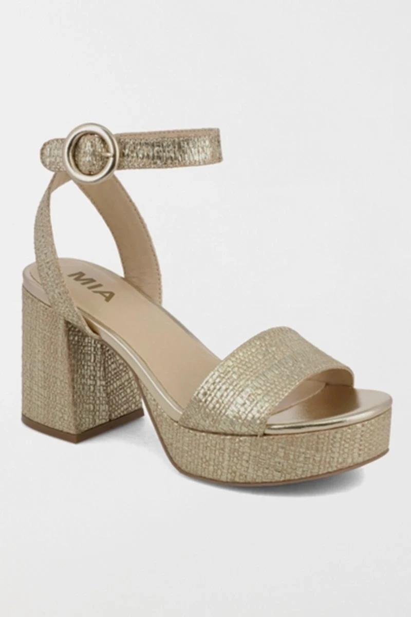 MIA Renee Metallic Raffia Platform Sandal