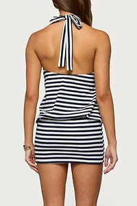 Edikted Milah Striped Halter Neck Mini Dress