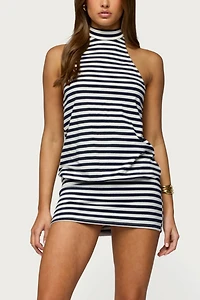 Edikted Milah Striped Halter Neck Mini Dress