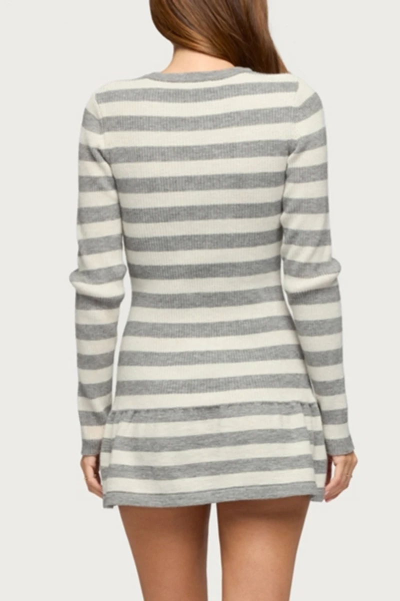 Edikted Caisyn Striped Ribbed Knit Mini Dress