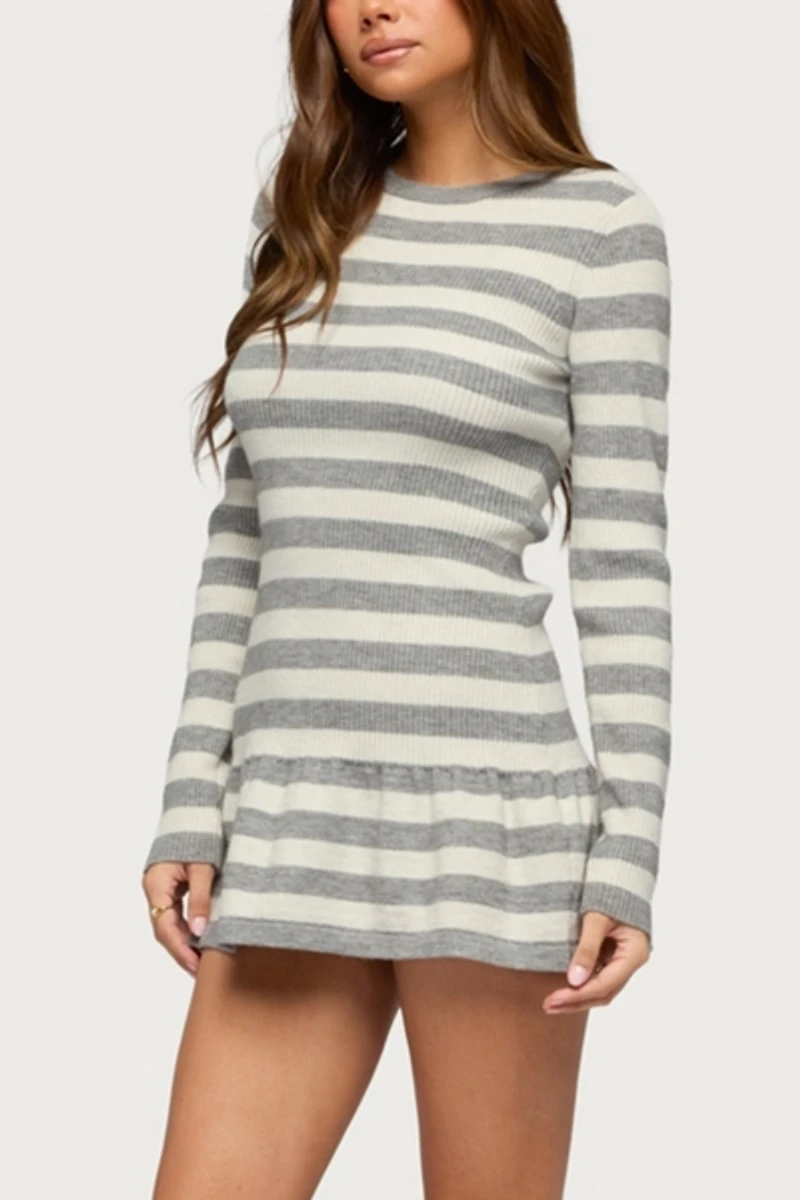 Edikted Caisyn Striped Ribbed Knit Mini Dress