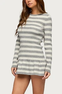 Edikted Caisyn Striped Ribbed Knit Mini Dress