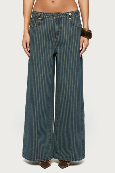 Edikted Button Pinstripe Low Rise Baggy Jean