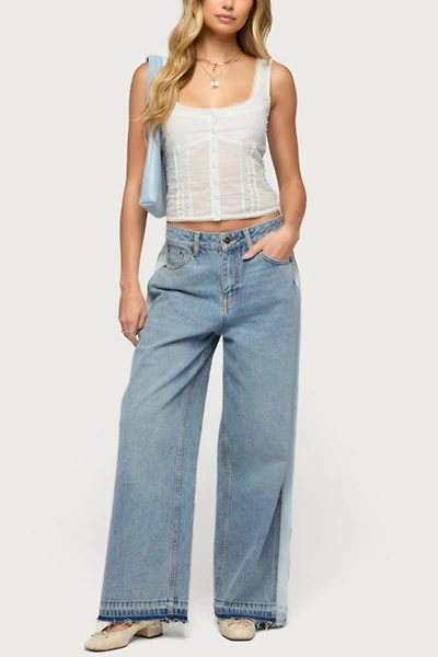 Edikted Cailin Contrast Panel Low Rise Baggy Jean