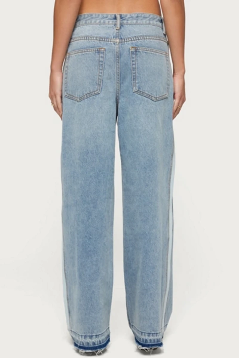 Edikted Cailin Contrast Panel Low Rise Baggy Jean