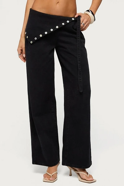 Edikted Button Foldover Low Rise Baggy Jean
