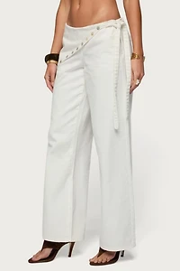 Edikted Button Foldover Low Rise Baggy Jean