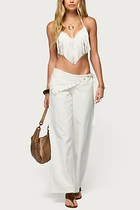 Edikted Button Foldover Low Rise Baggy Jean