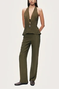 Nocturne Halter Neck Peplum Top