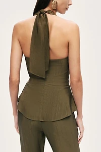 Nocturne Halter Neck Peplum Top