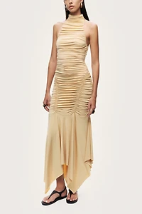Nocturne Ruched Halter Midi Dress