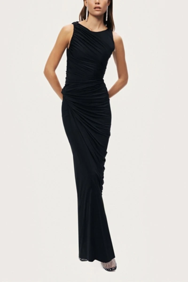 Nocturne Draped Sleeveless Maxi Dress
