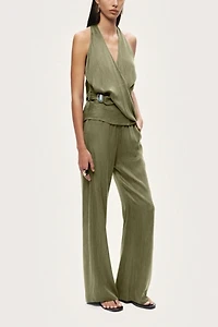 Nocturne Asymmetric Halter Wrap Top