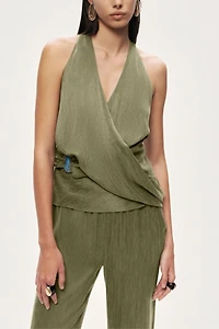 Nocturne Asymmetric Halter Wrap Top