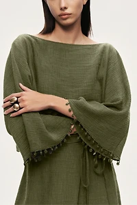 Nocturne Cropped Boat-Neck Blouse