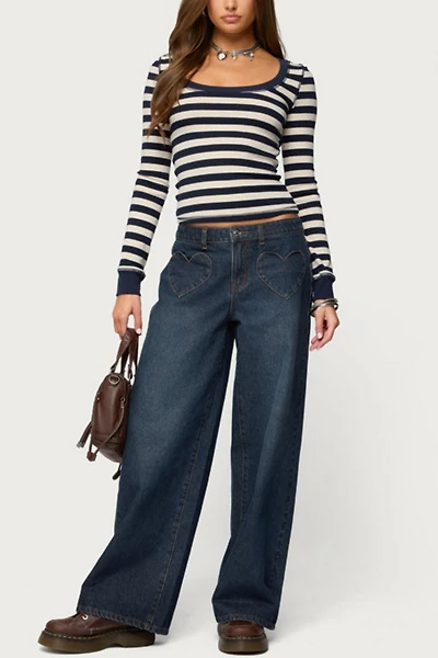 Edikted Heart Pockets Low Rise Baggy Jean