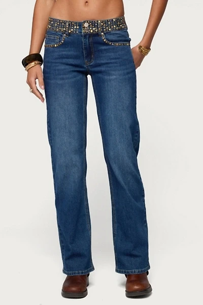 Edikted Studded Low Rise Straight Leg Jean