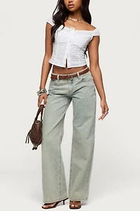 Edikted Tall Magda Acid Wash Low Rise Baggy Jean