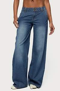 Edikted Tall Cory Striped Low Rise Baggy Jean
